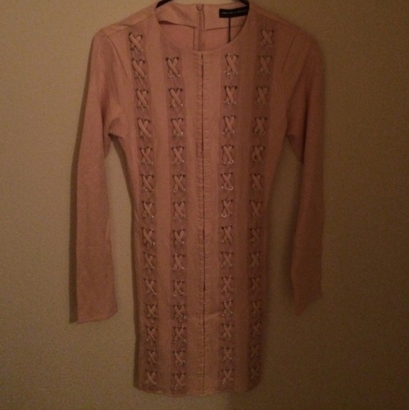 Missguided Carli Bybel Faux Suede Bodycon Dress - Picture 3 of 4